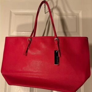 New Saffiano Handbag Tote Purse - Red by George  - 100% PVC